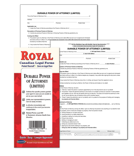 Durable Power of Attorney (Limited) Legal Forms Kit - Canada - by Permacharts