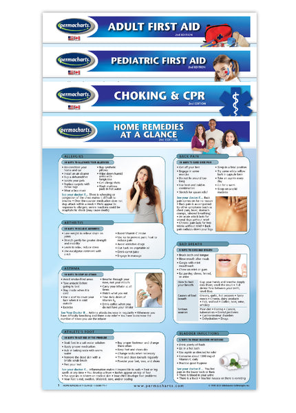 First Aid Charts- Emergency Medical Quick Reference Guides - 4-chart Bundle