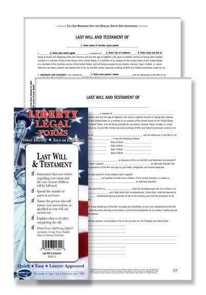 Legal Form Last Will & Testament - USA
