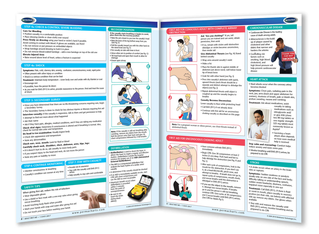 Adult First Aid Guide - Laminated - First Aid Chart – Permacharts.com