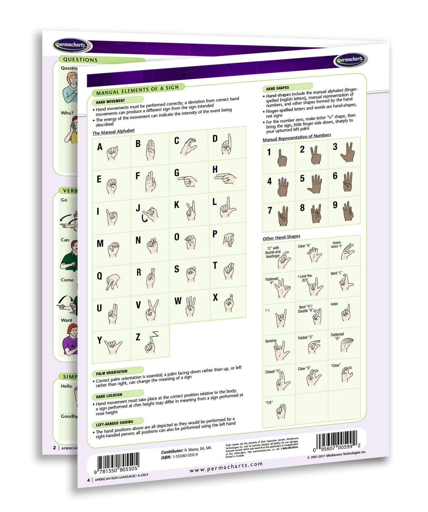 Visual Guide Sign Language American Sign Language guide - Quick Reference Quick - Laminated ...