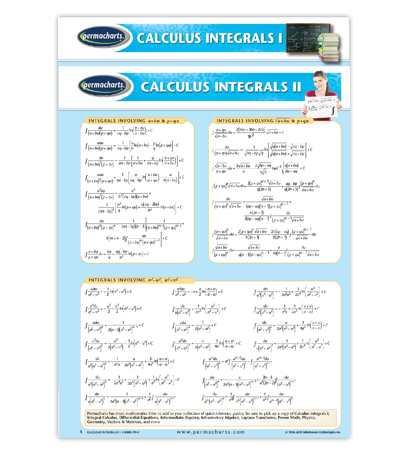 Calculus Integrals I & II - Quick Reference Guide Bundle – Permacharts.com