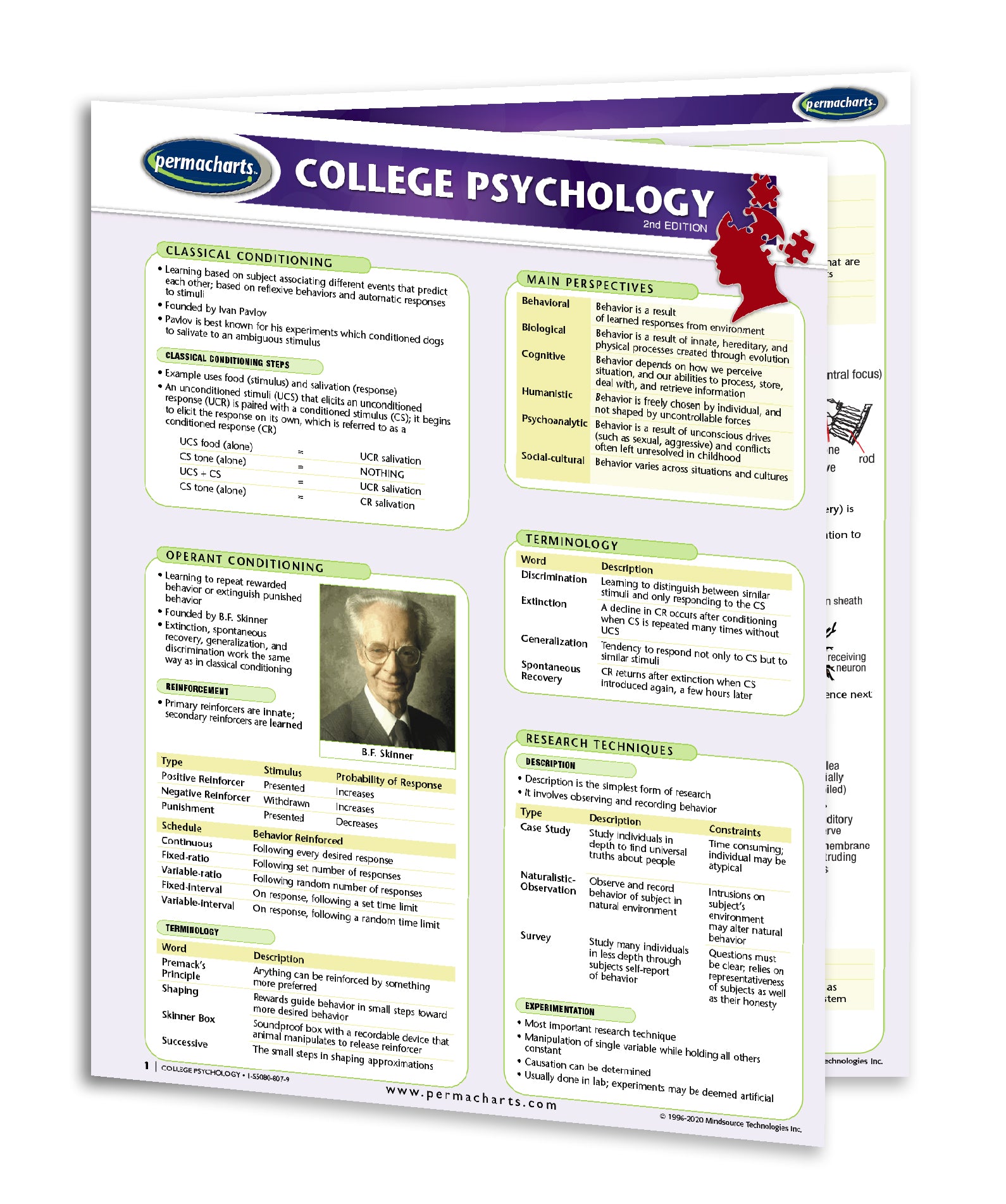 College Psychology Study Guide - Quick Reference 4 - page Laminated