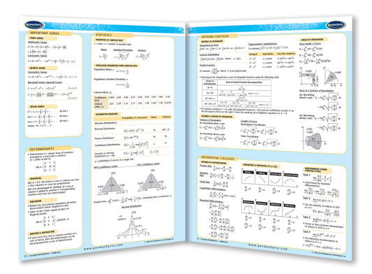 College Mathematics Study Guide - Quick Reference 4 - page Laminated ...