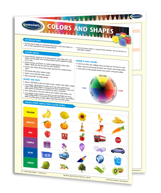 Colors and Shapes Early Learning Chart - Quick Reference Guide ...
