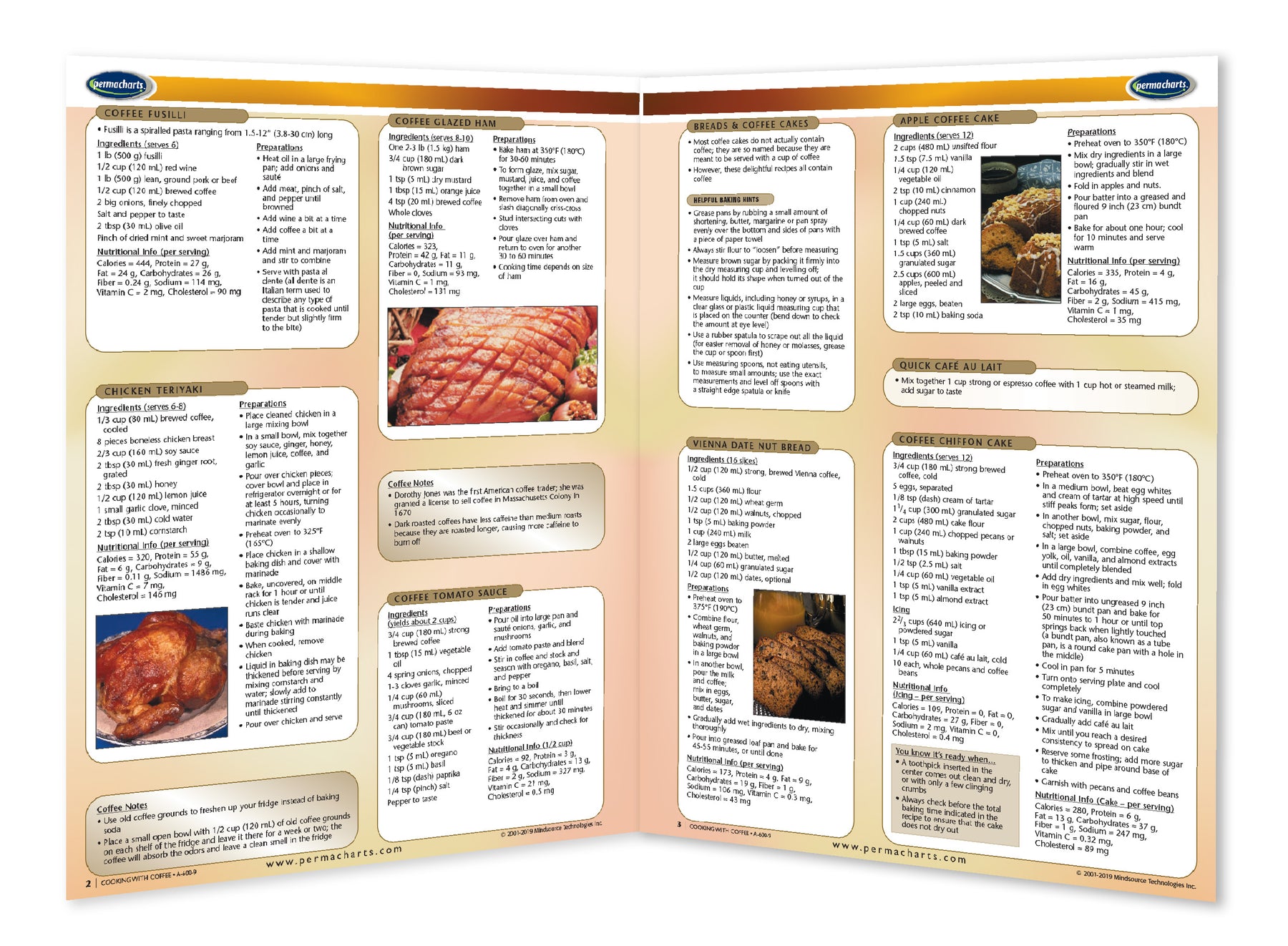 Cooking with Coffee - 4 - page Laminated Food Quick Reference Guide – Permacharts.com