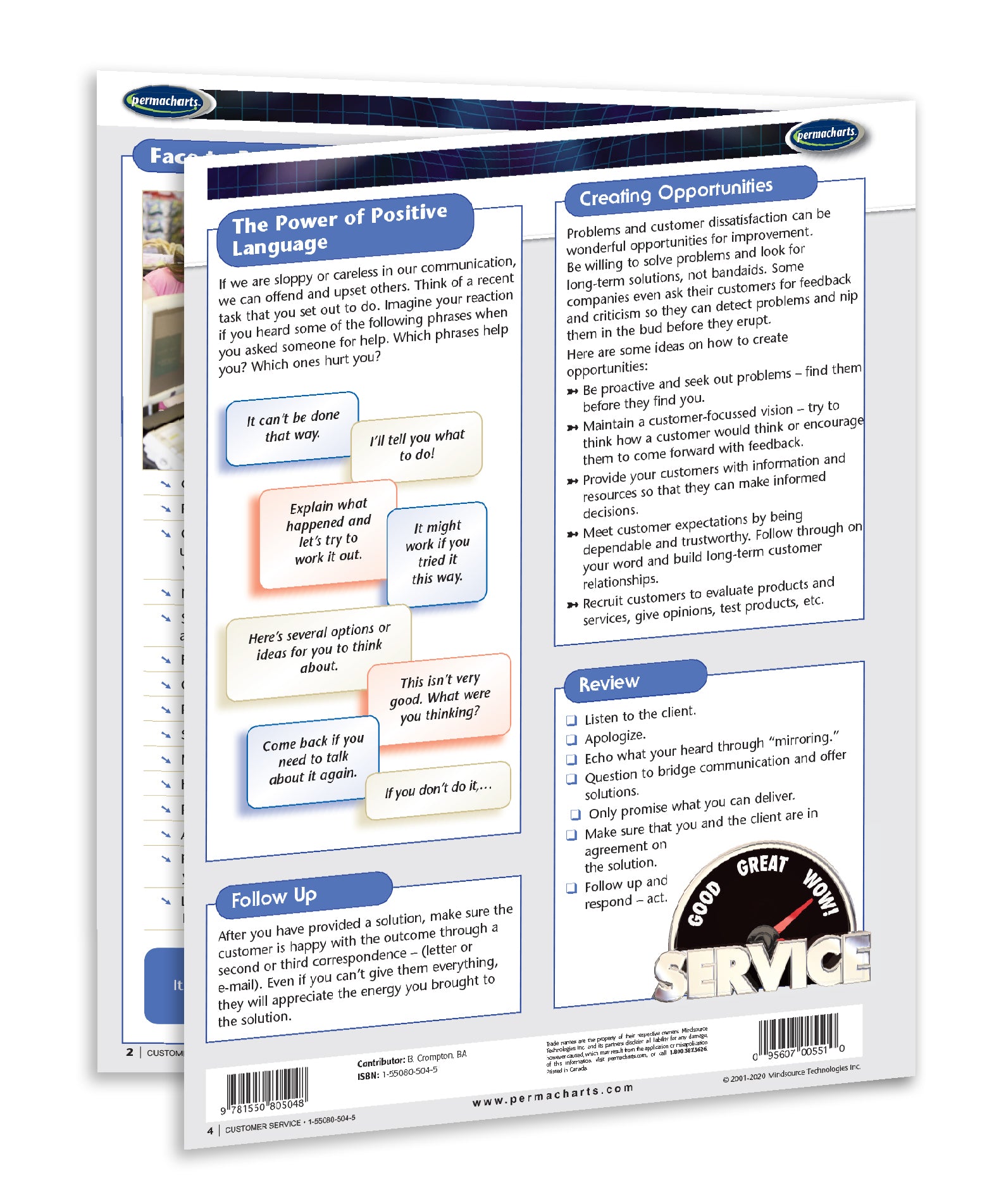Service Reference Guide Customer Service Training Guide - 4-page Laminated Quick Reference ...