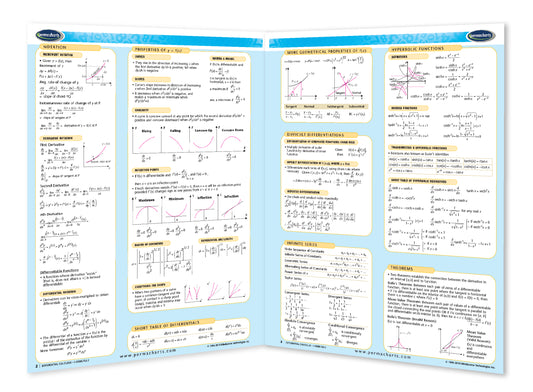 Differential Calculus Chart - 4-page Laminated Math Quick Reference