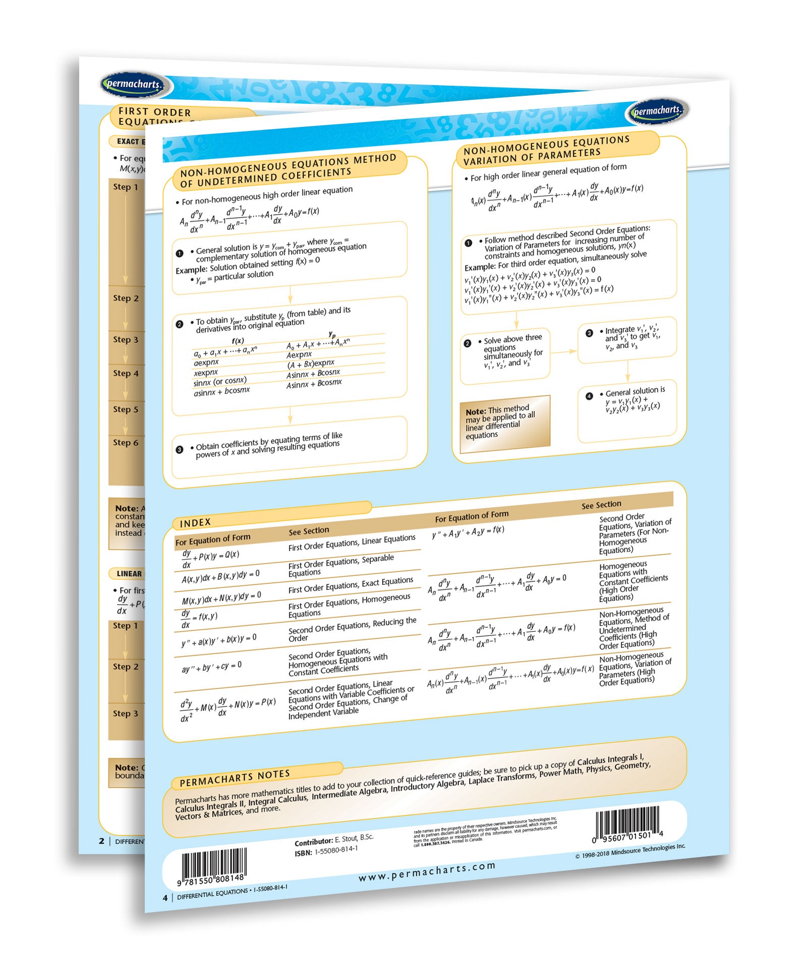 Differential Equations Chart - 4-page Laminated Quick Reference Guide ...