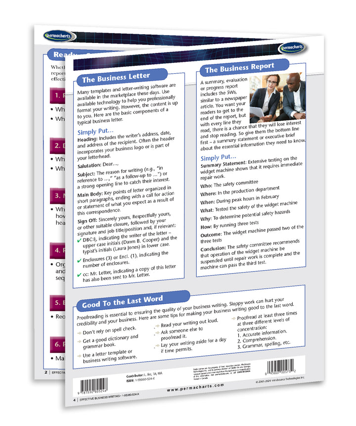 Effective Business Writing Tips - Quick Reference Guide – Permacharts.com
