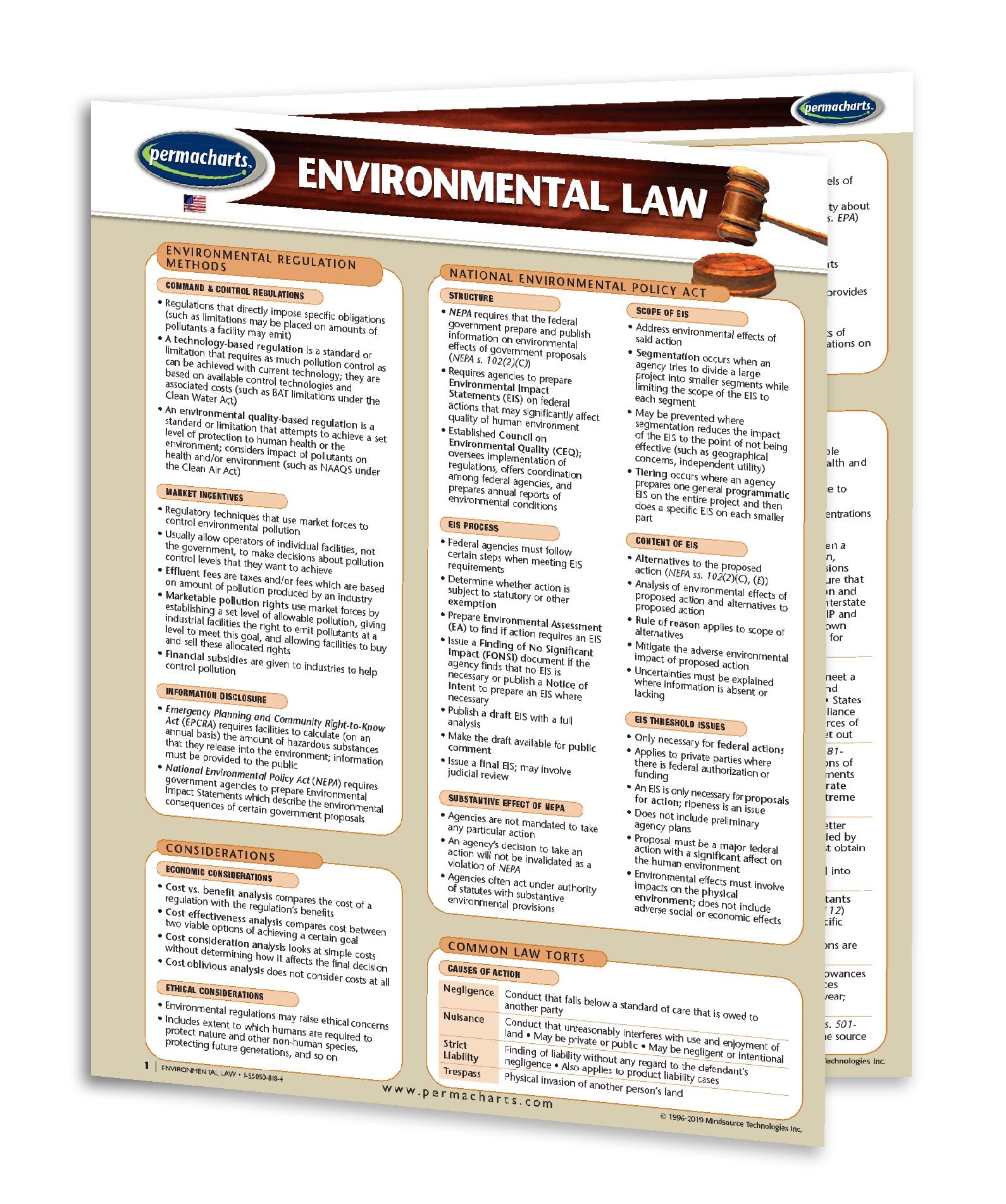 Environment Reference Sheets Environmental Law Guide - Quick Reference Chart - 4 - page Laminated ...