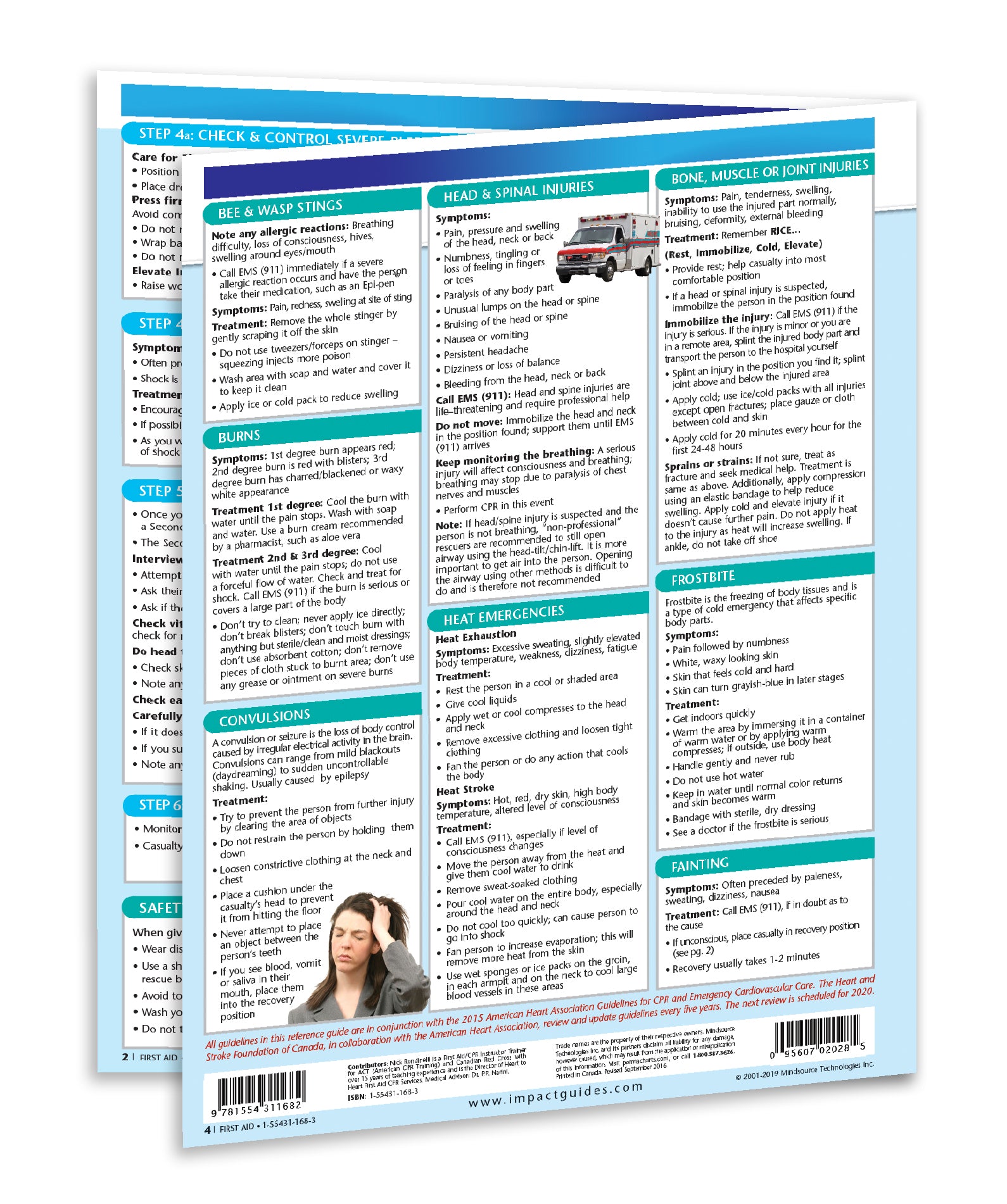 First Aid Chart - Quick Reference Guide - 4 - page Laminated Chart