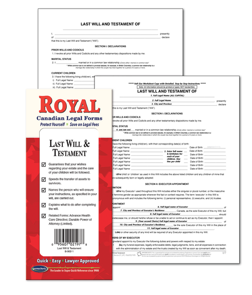 Last Will & Testament Legal Forms Kit - Canadian Do-it-Yourself Legal Forms
