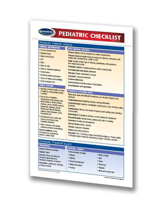 Pediatric Checklist (Pocket Size) - Quick Reference Guide – Permacharts.com