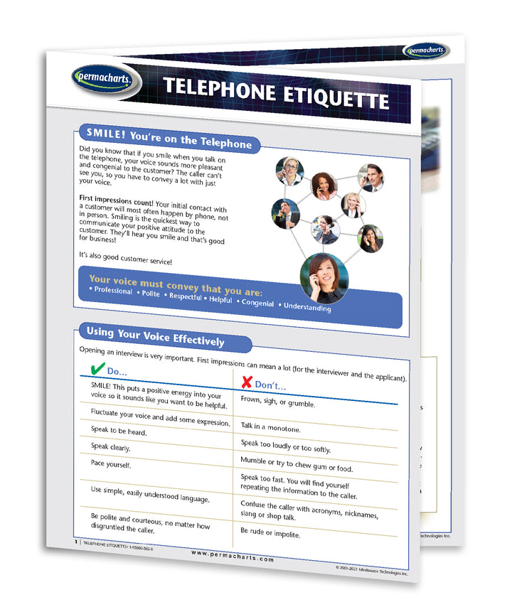 Telephone Etiquette Guide - Quick Reference Resource – Permacharts.com